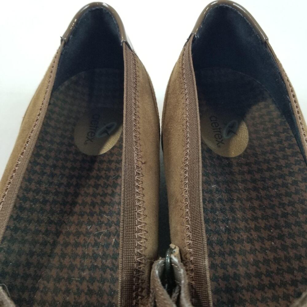 Aetrex Mary Jane Shoes Womens Size 9.5 Brown Suede Leather Flats Strap EE31W - Picture 5 of 11